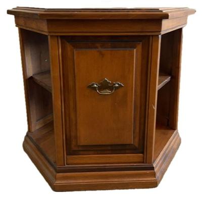 Hexagon End Table Solid Wood 