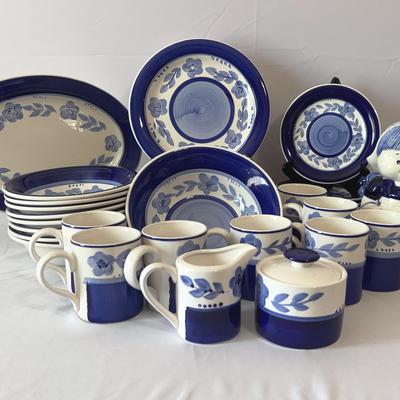 Elegant Blue & White Floral Gibson China Plate/coffee Cups Set of 8, Bowl, Cookie Jar, Creamer/Sugar