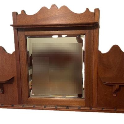 Vintage Wooden Beveled Mirror