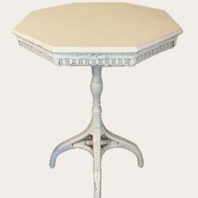 White Wicker Octagon Table