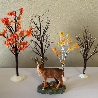 Red Deer Russ Bernie & Co HA 1604 & Department 56 Village Autumn & Birch Trees