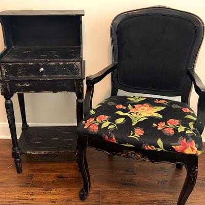 Upholstered Armchair And Hobby Lobby Black Wooden Bedside Table