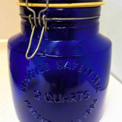Vintage blue glass jar
