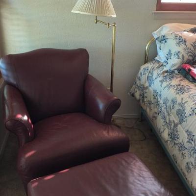 Leather chair with ottoman