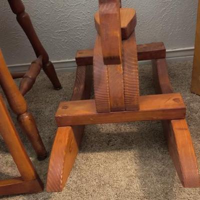 Vintage solid wood rocking horse