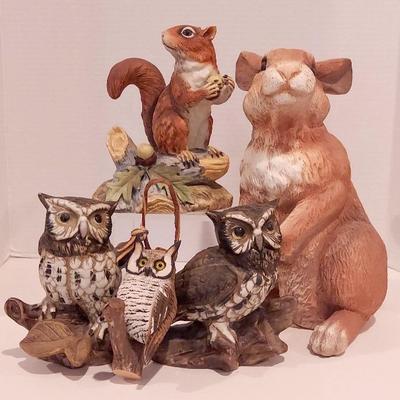 Woodland Ceramic Figurines With Homco And Russ And Wood Owl