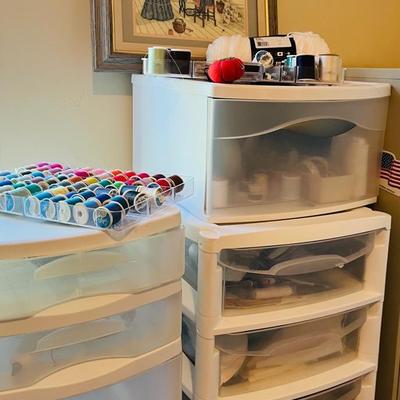 Sewing, Serging and Needlework Supplies with Pantograph, Storage Drawers