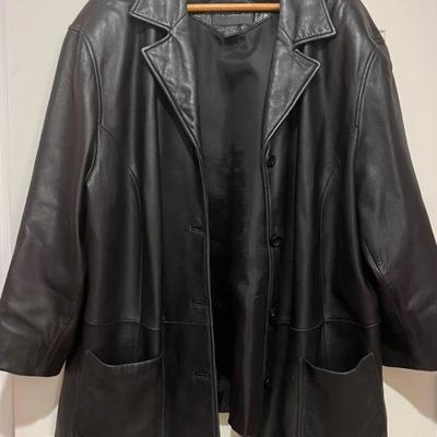 Black Leather Car Coat Size 3X