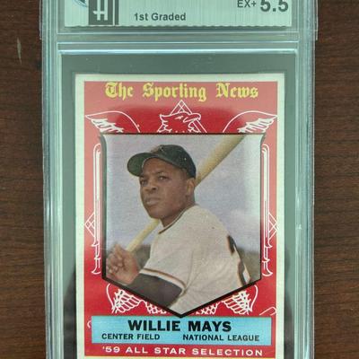 1959 Topps Baseball Allstar Card - Willie Mays. Graded 5.5. Card #563