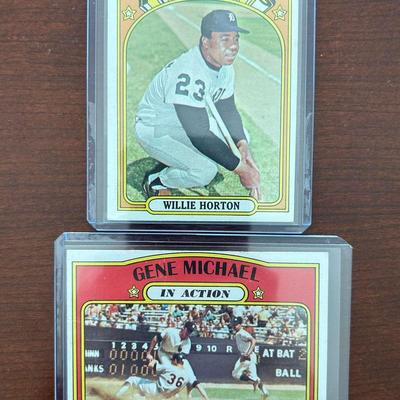 1972 Topps Baseball Cards. Willie Horton & Gene Michael In Action. High Number Cards #750 & 714