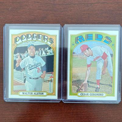 1972 Topps Baseball Cards. Cesar Geronimo & Walter Alston. High Number Cards #719 & 749