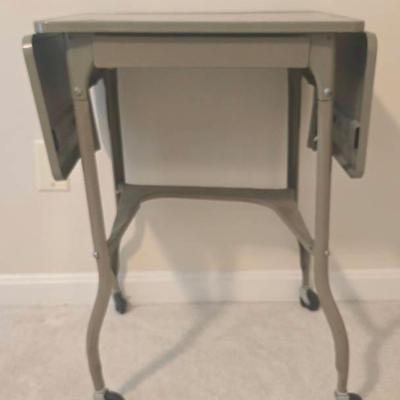 Vintage Drop Leaf Rolling Typewriter Table