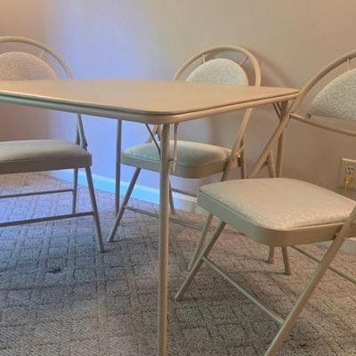 Beige Card Table With 3 Cushion Seating Set