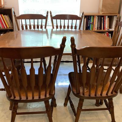 Maple And Laminate Kitchen Table And Six Chairs