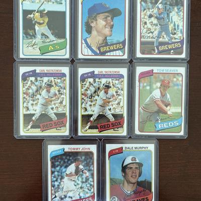 1980 Topps Baseball Cards. Rickey Henderson Rookie Card # 482. Yaz, Seaver, Molitor, Yount, and More