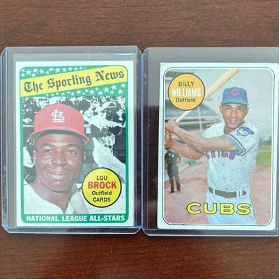 1969 Topps Baseball Cards. Lou Brock Allstar & Billy Williams. Card #428 & #450