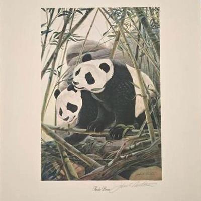 John Ruthven Signed Panda Bears Print, Unframed