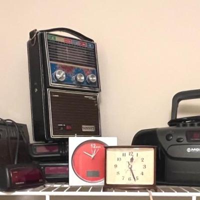 Electronics Group with Boom Box, Radios and Clocks