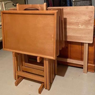 5-Piece Folding Tray Table Set, Plus 2 Additional Tables