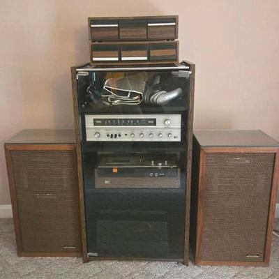 Realistic Brand, Record Player, Radio, Cassette Player With Stereo Case And Speakers