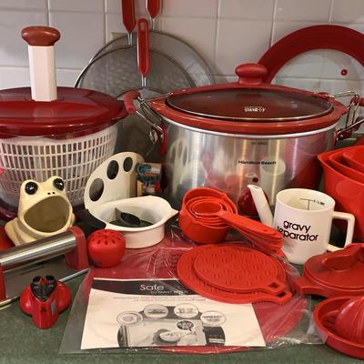 Red And White Assortment of Kitchen Essentials