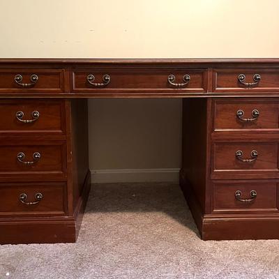 Traditional Walnut Desk with Leather Top
