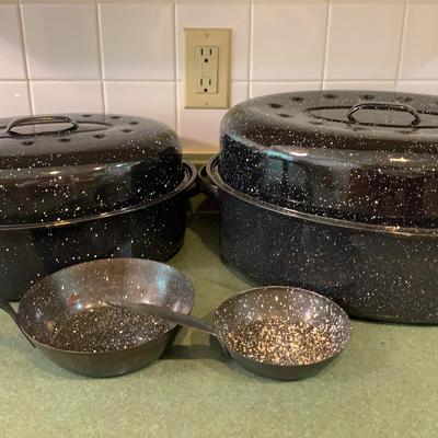Graniteware Roasting Pans And Small Skillets