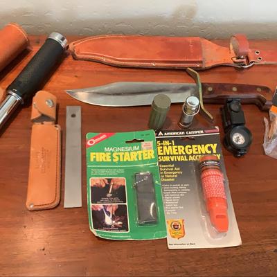 Hunting Knife, Telescope, Waterproof Safety Matches, Firestarter, And Accessories 