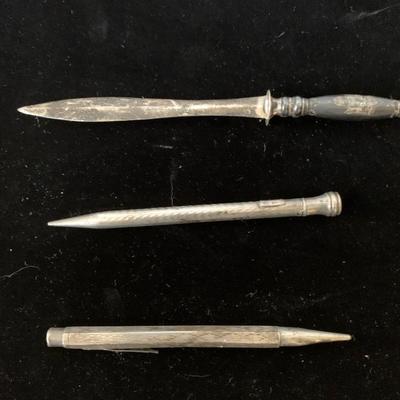 Sterling Silver Letter Opener, Hexagon Pencil, Round Shaped Pencil