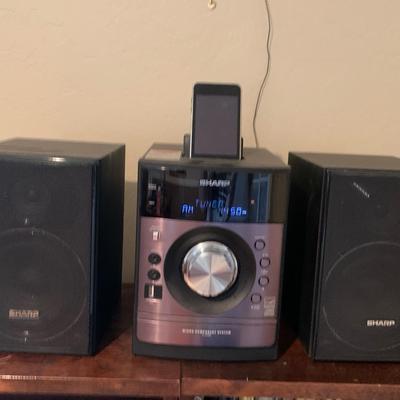 Sharp Stereo System With iPod And Speakers