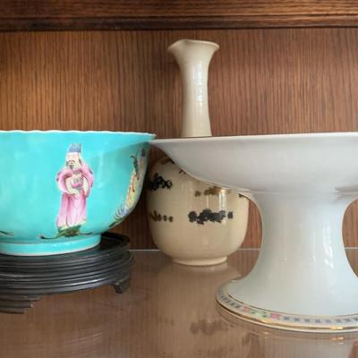Vintage Chinese And Eastern Decorated Bowls And Vase