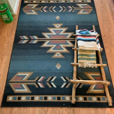 Southwestern Rug, Blanket, And Ladder Decor