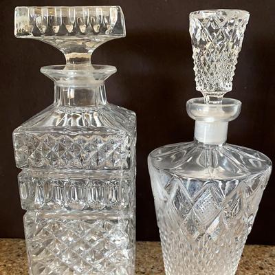 Vintage Diamond Pattern Crystal Glass Decanter And Square Cut Lead Crystal Whiskey Decanter