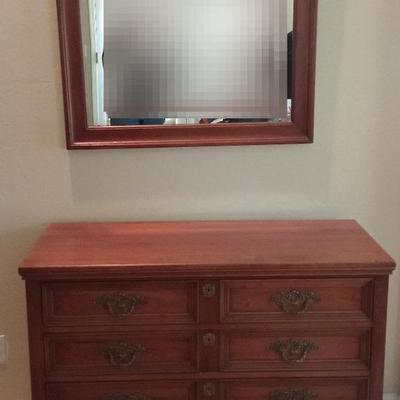 Wood Dresser And Mirror