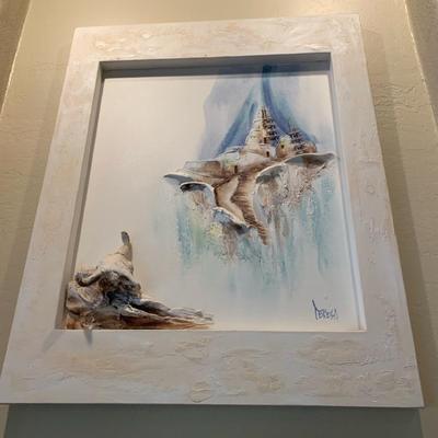 Large Framed Watercolor Painting
