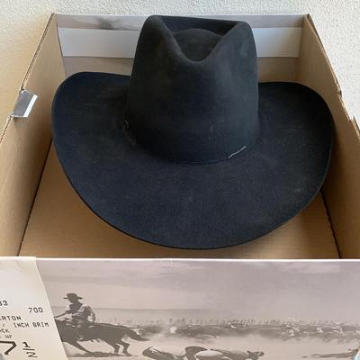 Vintage Stetson Cowboy Hat Black Size 7.5 4 Inch Brim Riverton
