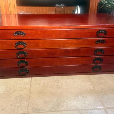 Vintage Yang Guang Map Cabinet 5 Drawer Lot 2 