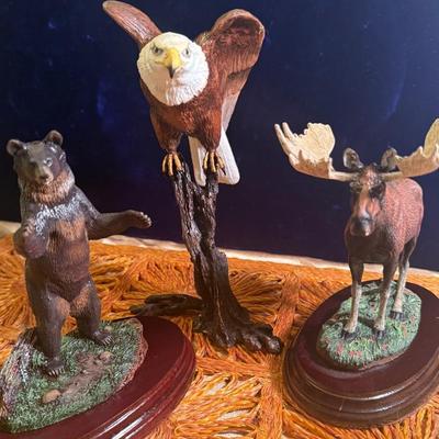 Wildlife Sculpture Trio – 1985 Limited Editions – Black Bear, Alaskan Moose (Hamilton Collection) & 