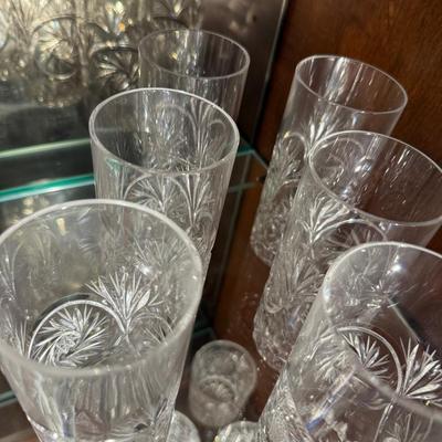 Set of Vintage Crystal Pinwheel Water Glasses