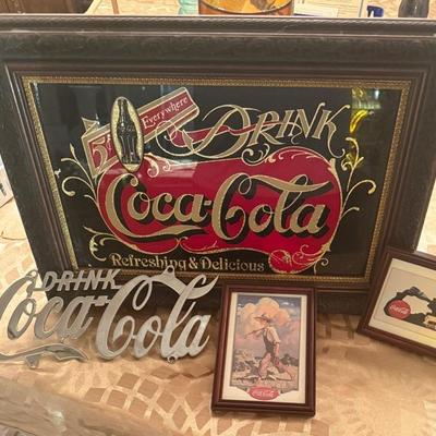 Vintage Coca-Cola Advertising Lot – Gold Foil, Chrome Cut-Out & Collector Art Cards 