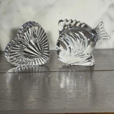 Waterford Crystal Heart & Fish Figurines 
