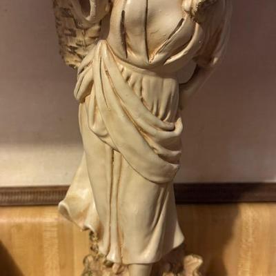 Vintage Marwal Chalkware Sculpture – Old World Peasant Girl with Basket, 16.5”