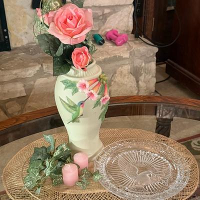 Hummingbird & Trumpet Vase Decor