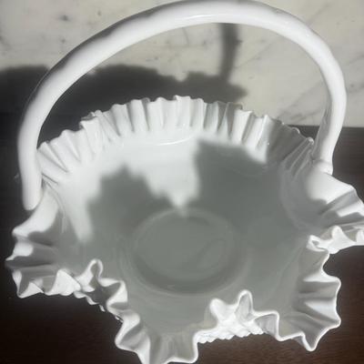 Fenton Hobnail Large White Basket