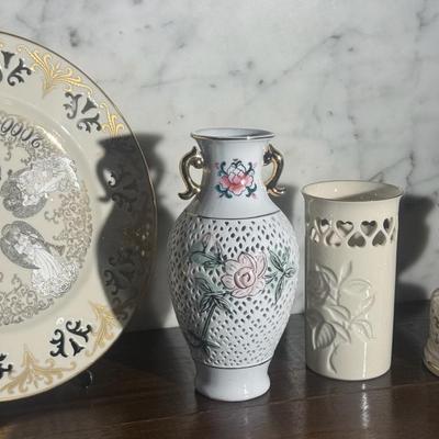 Lenox Porcelain Collectors Plate & Vases 
