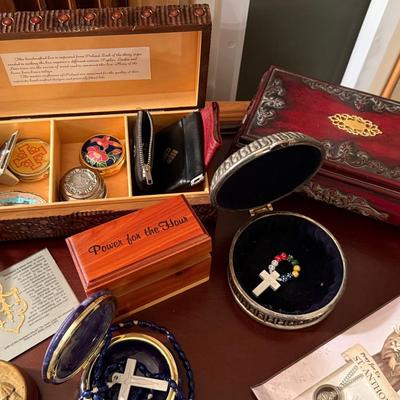 Rosary Trinket Boxes ,Pouches And More 