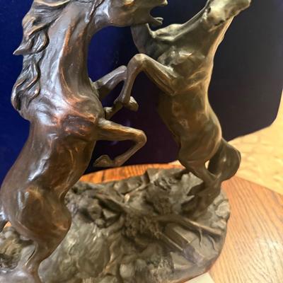 Challenging Stallions” Sculpture by Lanfond Monroe – Dynamic Horse Duo – Limited Edition Western Art