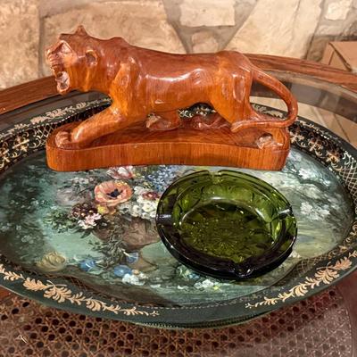 Vintage Anchor Hocking Ashtray / Vintage  Ornate Serving Tray