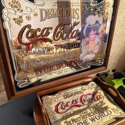 Vintage Coca-Cola Mirror Duo – Tray & Framed Wall Mirror
