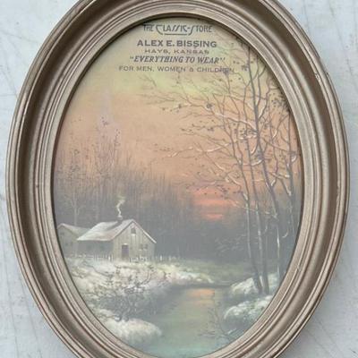 Vintage " The Classic-store" Alex E. Bissing Haye's Kansas Advertising Print In Glass Front Frame